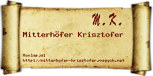 Mitterhöfer Krisztofer névjegykártya